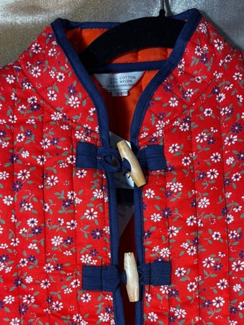 Vintage 1970s Red Floral Quilted Jacket